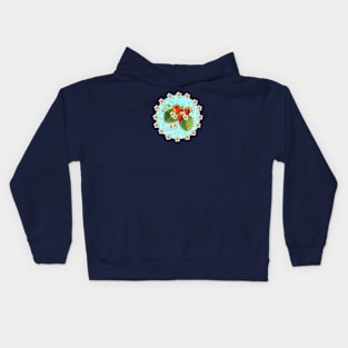 Retro Strawberries on Aqua Kids Hoodie